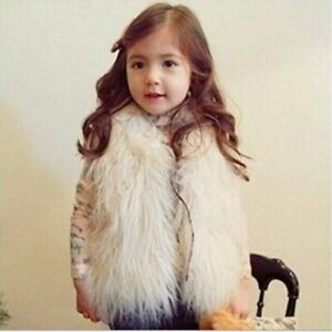 Toddler Vest Fur Little Girl Kids Thick Sleeveless Faux Jacket Coat Warm Winter 