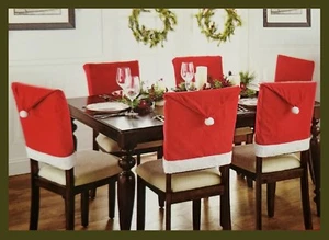 4,6 or 12 Santa Hat Chair Covers 24x19 Fits Chairs Up to 42" T /21" W Fast Ship - Picture 1 of 7
