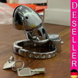 Metall Keuschheitskäfig Peniskäfig Ring Abschließbare Chastity Cage Männer DE - Bild 1 von 24