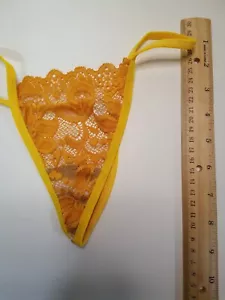 New size large yellow Lace Polyester bikinni Strap Thongs - Picture 1 of 2
