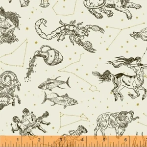 STARGAZER Astrological Sign Windham Cotton Quilt Fabric 51757M 2 Antique White - Picture 1 of 1