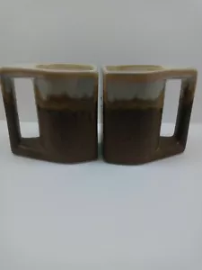 Set 2 Vintage Ceramic/Clay Planter Bookends,Flower Pots, decor, brown/cream GUC - Picture 1 of 9