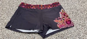 ATHLETA Women's Board Shorts Grey W/ Pink Sz Small Paisley Cute Wear On Bottom - Picture 1 of 11