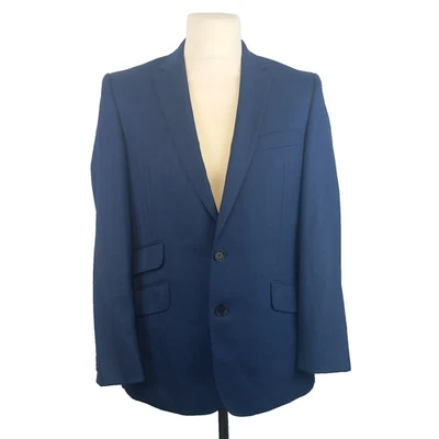 Traje Chaqueta Blazer Jaeger London UK38S Azul Lana Micro Punto Contemporáneo Inteligente Foto 1 de 4