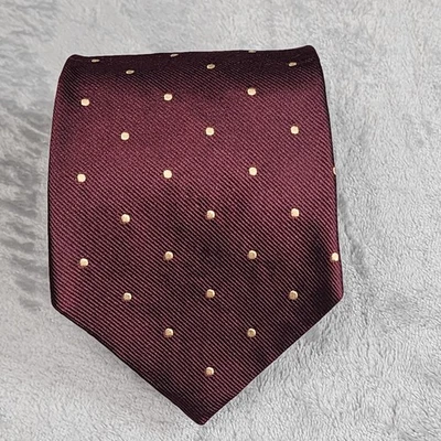 VINTAGE Brooks Brothers Tie Mens Silk Burgundy Gold Dot Classic Necktie Made USA - Image 1 of 4