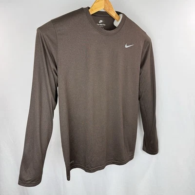 Nike Camiseta Atlética Manga Larga Camisa Para Hombres XL Marrón Crew Suelta Elastizada DRI-FIT Foto 1 de 4