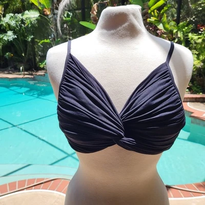NWOT Carmen Marc Valvo Black Ruched Underwire Tieback Bikini Top - 6 - Image 1 of 4
