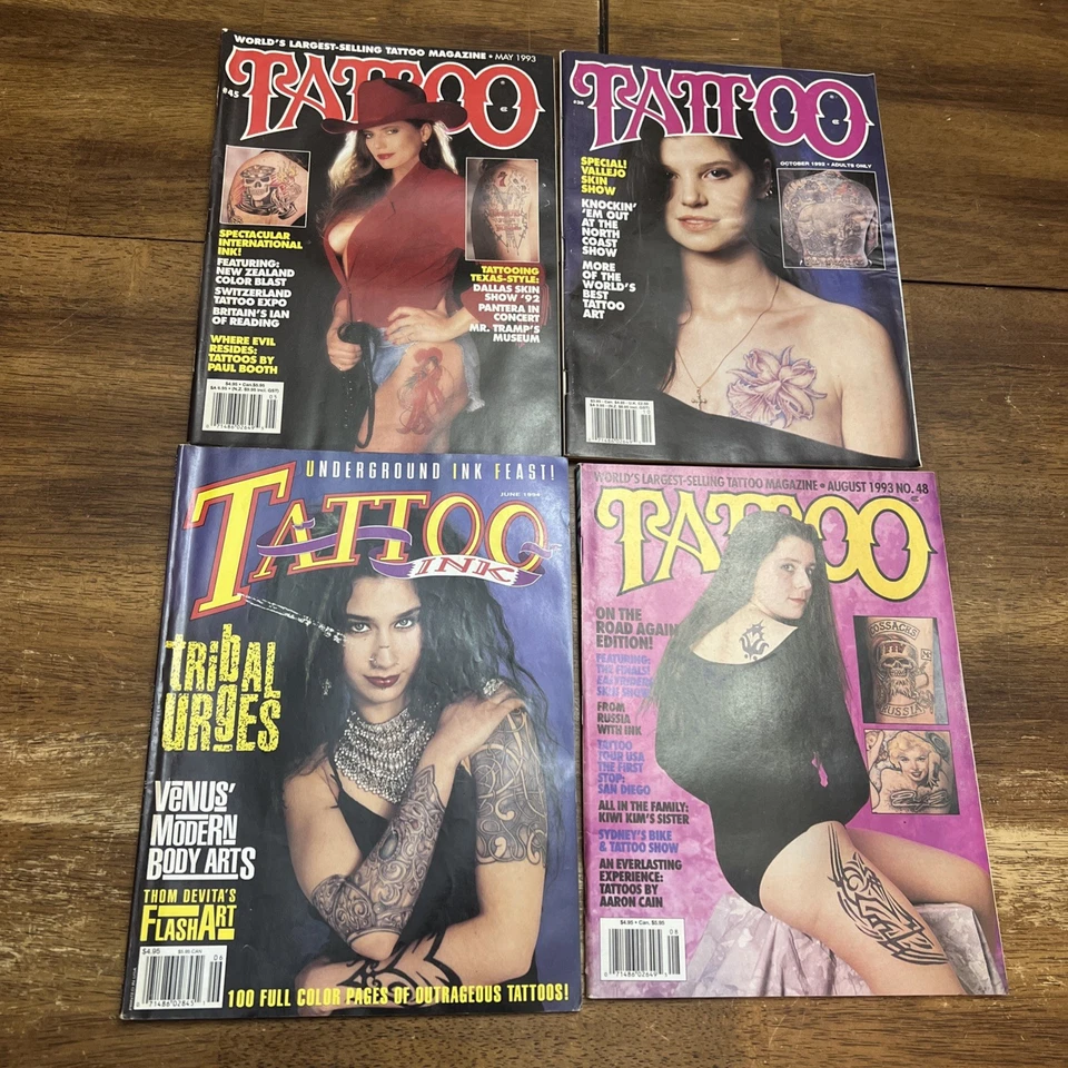 3 Tattoo 1 Tattoo Ink Magazine Lot of 4 Issues # 45, 38, 48 Ink Art Vintage 90s - Image 1 of 4