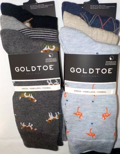Calcetines de vestir GOLDTOE 6 pares para hombre talla 6-12,5 flamencos, perros, patos, rayas, lisos - Imagen 1 de 16