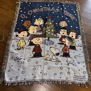 Peanuts Charlie Brown O CHRISTMAS TREE Woven Throw Blanket Made In US 48x60 - Picture 1 of 5