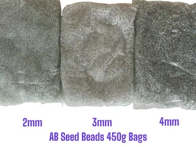 3 x 450g AB Clear Translucent Glass Seed Beads size 2mm, 3mm & 4mm - Image 1 of 3
