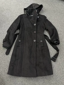 Max Mara Weekend Womens Trench Coat Black Hooded UK M/L - Picture 1 of 9