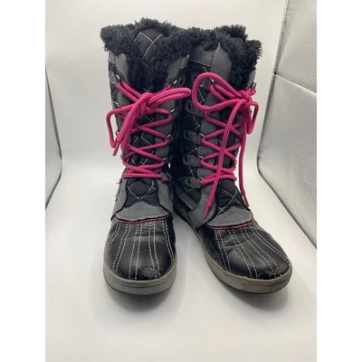 Totes Sabrina Youth Girls Med Black/Pink Winter Boots Size 3 Medium RN#120713 - Image 1 of 4