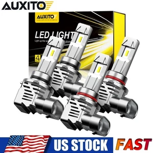 AUXITO LED Headlight High Low Beam Bulb 9005 + 9006 Combo 6500K Clear White EPG - Picture 1 of 12