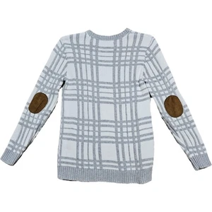 Hope & Henry Boy's Organic Cotton Gray Plaid Elbow Patches Sweater Size L Preppy - Picture 1 of 6