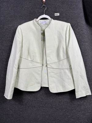 Tahari Arthur S Levine Chaqueta Mujer 14 Verde Mezcla de Lino Tank Shell Conjunto de Traje Foto 1 de 4