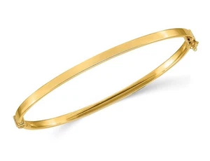 10K Yellow Gold Flat Hinged Bangle Bracelet (3.00 mm wide) - Picture 1 of 4