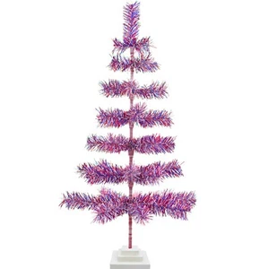 4th of July Tree 3FT Firework Tinsel Christmas Tree Red, White, & Blue 36in - Picture 1 of 6