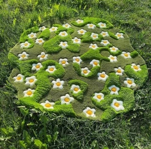 Irregular Shaped Throw Illusion Greenery Pattern Rug - Picture 1 of 5