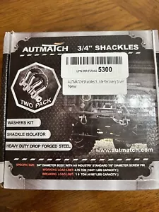 AUTMATCH D Ring Shackle 3/4" Shackles (2 Pack) 41,887Ibs Break Strength with 7/8 - Picture 1 of 5