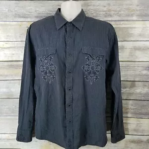 Indigo Star L Black Windowpane Western Style Pearl Snap LS Dress Shirt - Picture 1 of 8