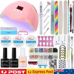 Nail Art Kit 54W LED UV Lamp Electric Nail Drill Gel Top Base Coat Manicure Set - Picture 1 of 10
