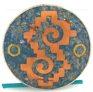 Broche Prendedor Colgante Vintage México Azteca Turquesa Esterlina-Cobre-Latón ~#3641 - Imagen 1 de 6