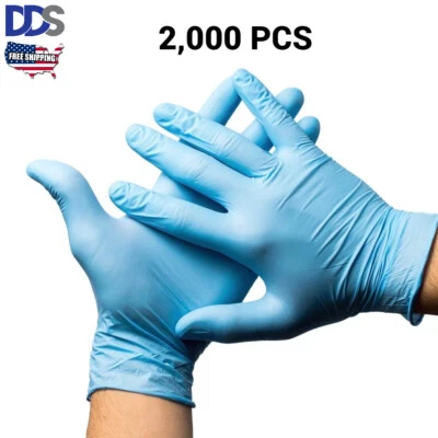 2000PCS 4 Mil Medical Grade Nitrile Exam Latex Free Gloves ALL SIZES Blue Gloves - Image 1 of 3