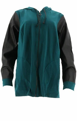 Women's M Linea Louis Dell'Olio Zip Hoodie Faux Leather Slv Nile Green - Image 1 of 4