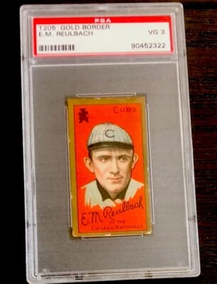 1911 T205 Gold Border E.M Reulbach PSA Grade 3 Factory 42 Sweet Caporal - Image 1 of 2