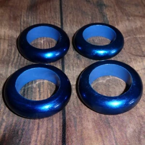 SET 4 ROYAL BLUE ROUND NAPKIN RING COATED WOOD 2.25" DIAMETER HANUKKAH CHRISTMAS - Picture 1 of 3