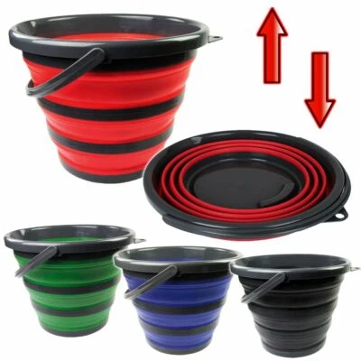 Falteimer DUNLOP Dirt Devil Henkel Öse POP UP Klappeimer faltbarer Camping Eimer - Bild 1 von 4