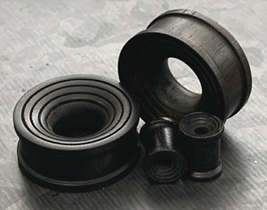 PAIR Ebony Wood Concave Grooves Tunnels Plugs 2g,0g,00g,1/2",9/16,5/8,3/4,7/8,1"