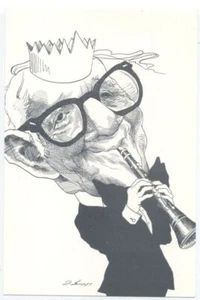 BENNY GOODMAN 1980s Caricature Postcard by David Levine JAZZ CLARINET - Picture 1 of 2