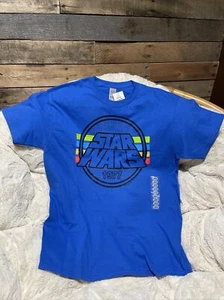 Star Wars 1977 Large Throwback Retro Blue T-Shirt New Ships Fast! - Picture 1 of 3