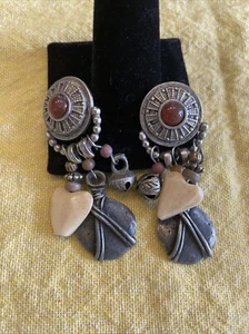 Atemberaubende Vintage silberfarbene Robert Rose Ohrhänger Ohrstecker signiert Runway - Bild 1 von 6