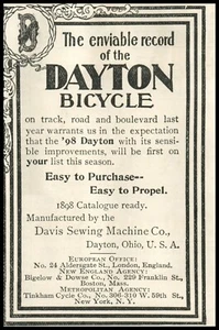 1898 Dayton OH Bicicletta Davis Macchina da Cucire Art Nouveau Carta Originale Pubblicità A003 - Foto 1 di 2