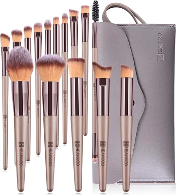 Pennelli Make Up, 15 Pezzi Set Pennelli Trucco Professionale Con Trousse in Pell - Immagine 1 di 4