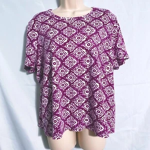 Kim Rogers Purple Geometric T-Shirt Size 1X - Imagen 1 de 3