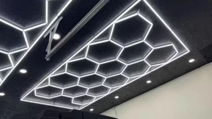 LED Hexagon Garage Lights 6500K Car Detailing Shop Light with Border for Garage - Picture 1 of 13