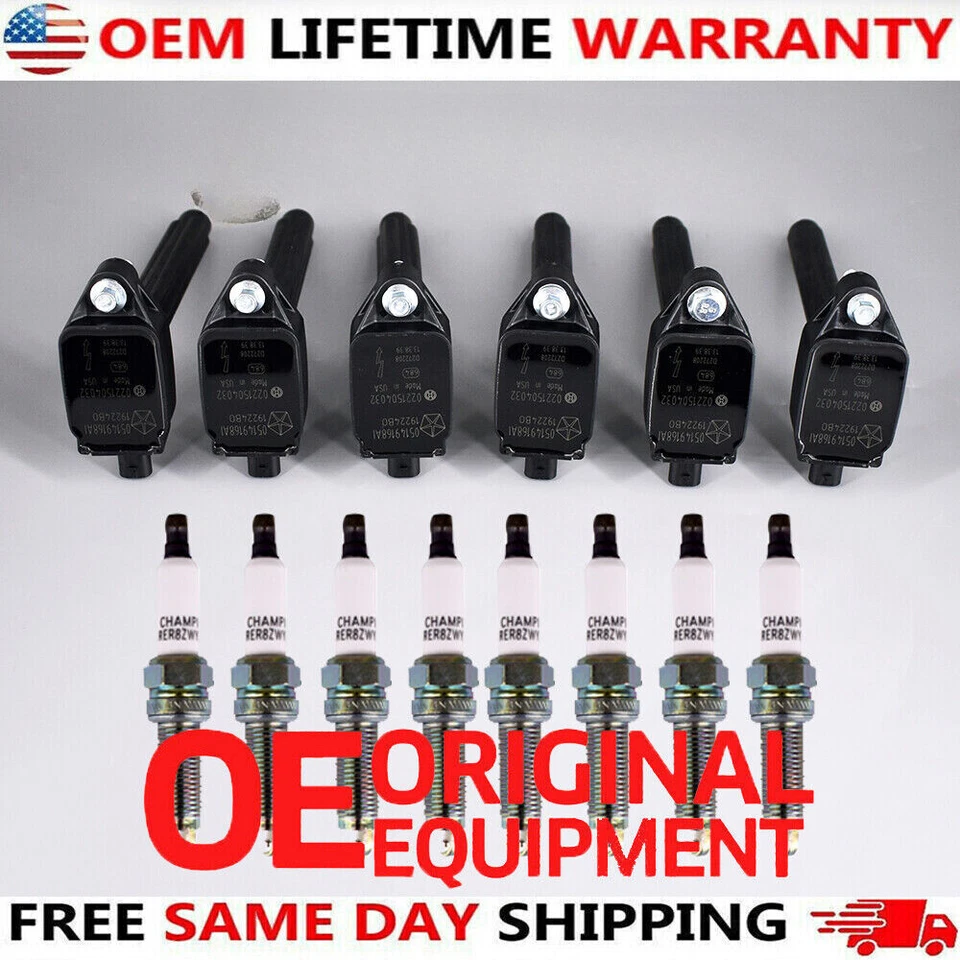 6 SET OEM Ignition Coils & OEM Spark Plugs For Chrysler Dodge Jeep Ram 3.6 UF648 - Image 1 of 4