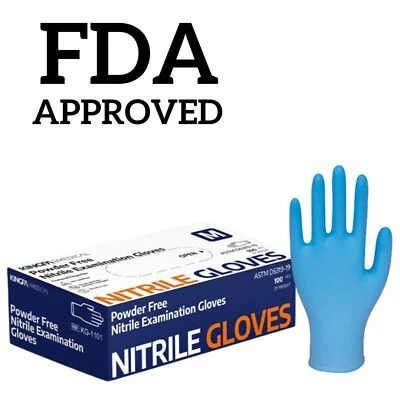 Kingfa Blue Nitrile Medical Gloves FDA Powder & Latex Free Disposable 3 mil - Image 1 of 4