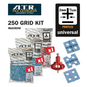 ATR TILE LEVELING SYSTEM Qty250 PIECE 2mm UNIVERSAL KIT100 Cross-100-Edge-50spin - Picture 1 of 10