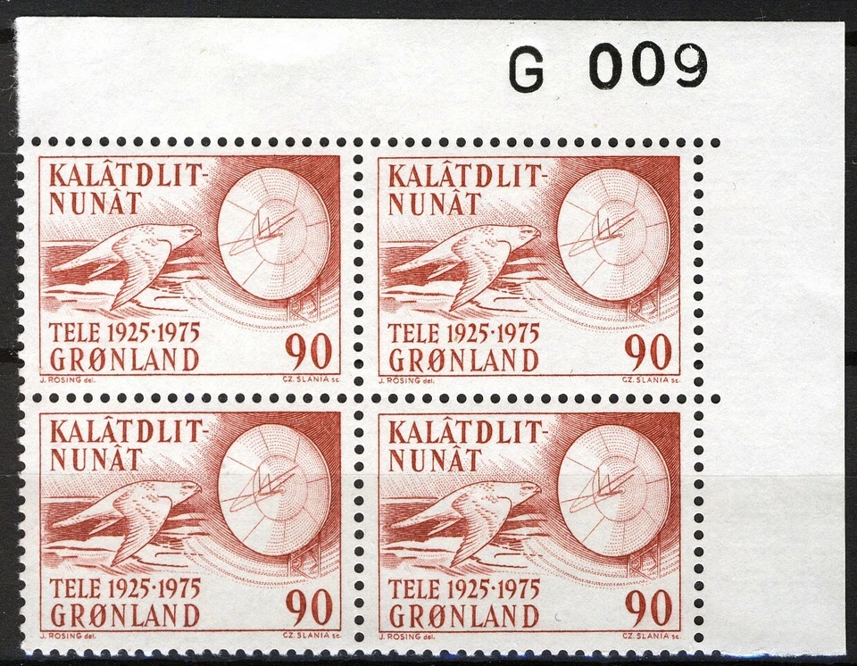 Groenlandia 1975, 90ø Telecom G009 bloque de impresión MNH, Mi 94 Foto 1 de 1