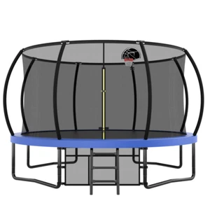 14FT Trampoline w/ Enclosure Recreational Trampolines Ladder AntiRust Coating - Picture 1 of 17