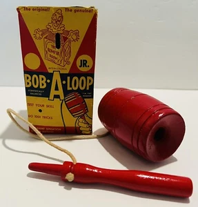 VINTAGE 1958 BOB-A LOOP JR. RED WOODEN TOY ROMCO ENTERPRISES - Picture 1 of 8