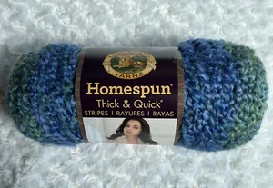 Lion Brand HOMESPUN THICK & QUICK STRIPES Yarn LAKESIDE #237 Blue Green, 8 oz. - Picture 1 of 8