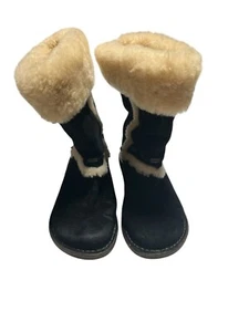 UGG Boots 6 Australia Elijo Suede Sheepskin Black 37 - Picture 1 of 6
