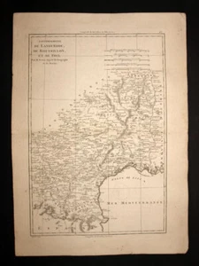 RÉGION DU LANGUEDOC-ROUSSILLON carte plan géographique ancienne 1787 antic map - Imagen 1 de 3