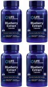 4 PACK Life Extension Blueberry Extract for Healthy DNA Function 60 Veg Capsules - Picture 1 of 8